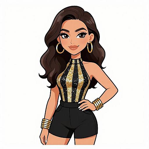 Glamorous Woman in Sequin Top