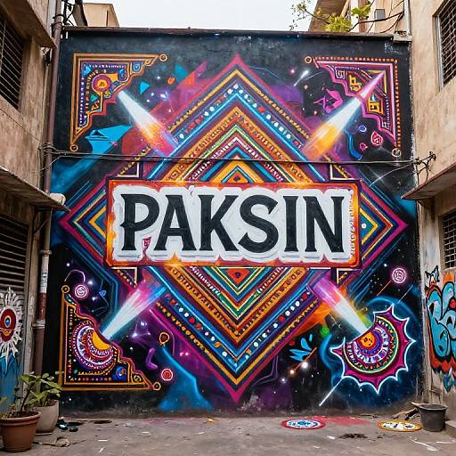 Pakistani Mural with Modern Graffiti