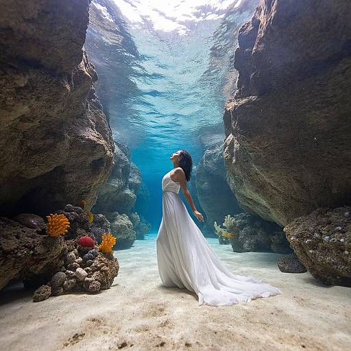 Ethereal Woman in Cenote Sunlight