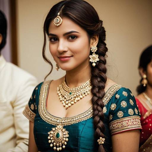 Indian Woman in Traditional Lehenga with Jewelry