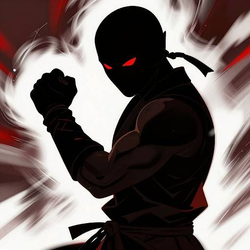 Battle-Worn Muscular Ninja Silhouette