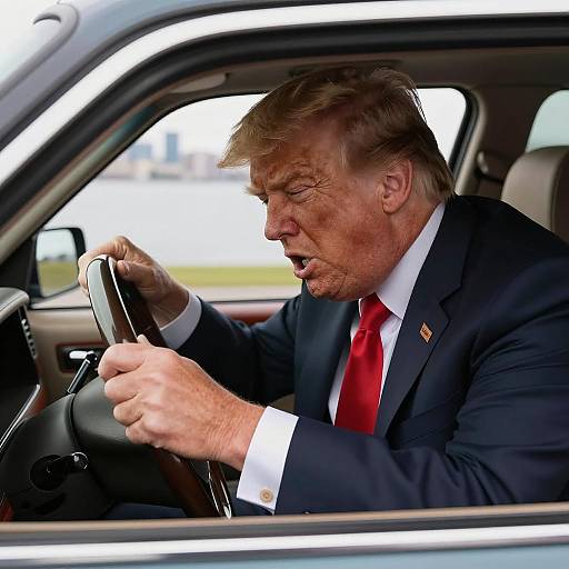 Intense Driver Biting Car Window