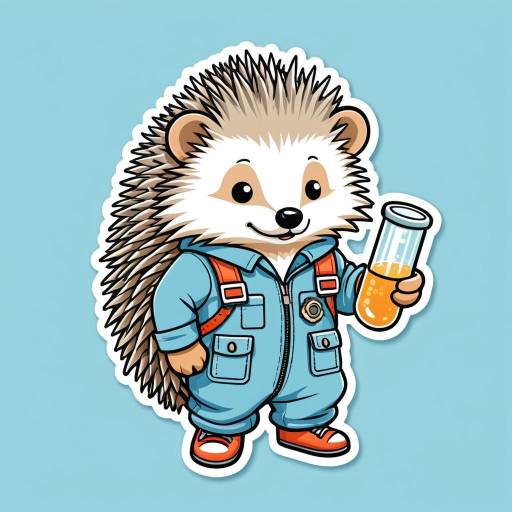 Kawaii Hedgehog Engineer Sticker
