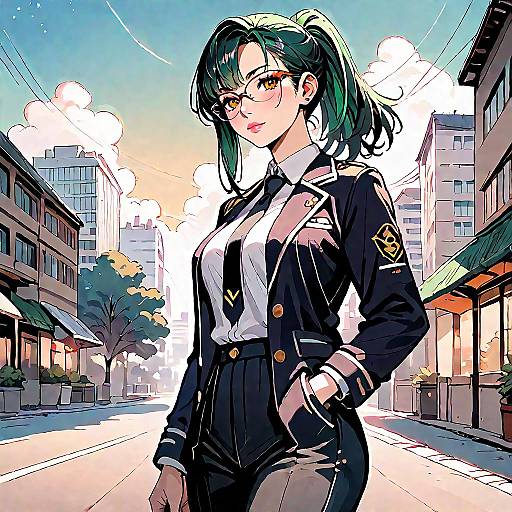 Anime Girl in School Uniform at Night