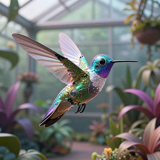 Robotic Hummingbird in Cyber Greenhouse