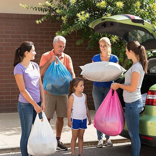 Family Day Out: Carrying Laundry Together
