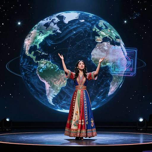 AI Actress Performing in Space