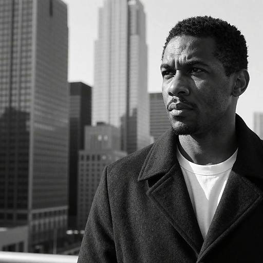 Serious Black Man in Cityscape