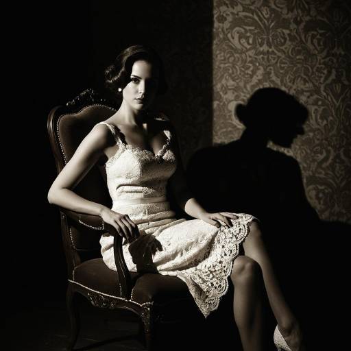 Vintage Glamour Woman in White Lace Dress
