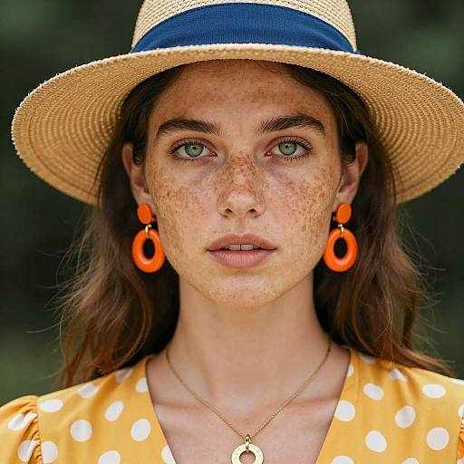 Close-Up Portrait of a Freckled Woman