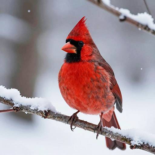 Red Cardinal in Winter Forest