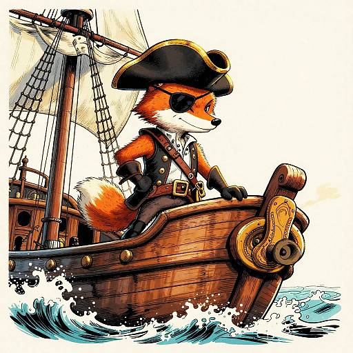 Clever Fox Pirate Captain Illustration