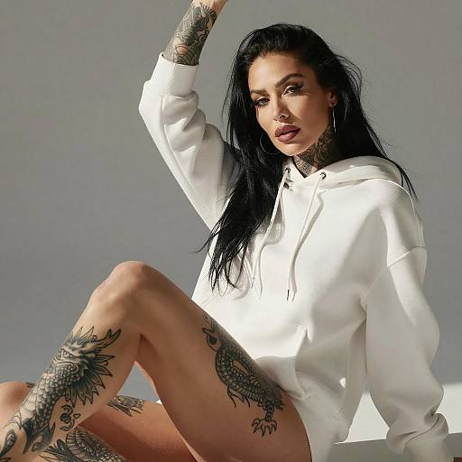 Confident Tattooed Woman in Sunlight