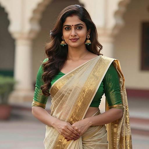 Elegant Indian Woman in Traditional Saree