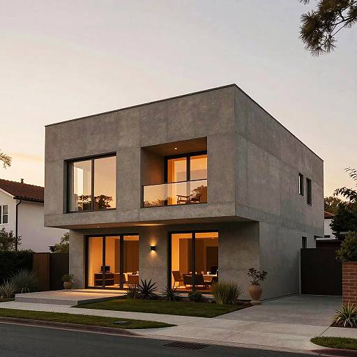 Striking Modern Villa at Twilight