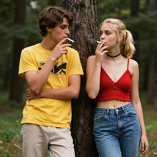 Young Couple in Forest Setting