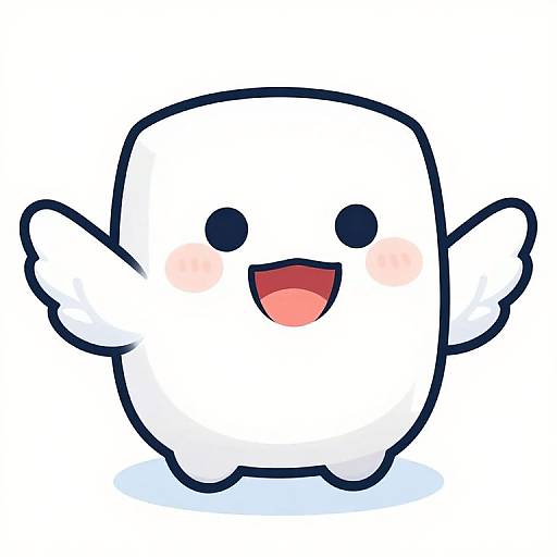 Cheerful Winged Cartoon Marshmallow