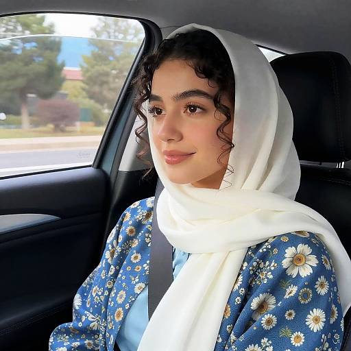 Young Woman in Car Window Light