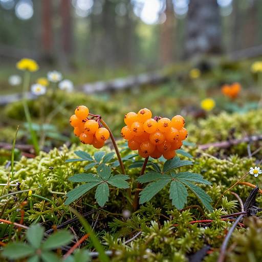 Golden Cloudberries in Nordic Forest