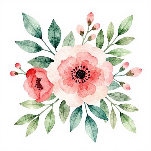 Colorful Realistic Watercolor Floral Design