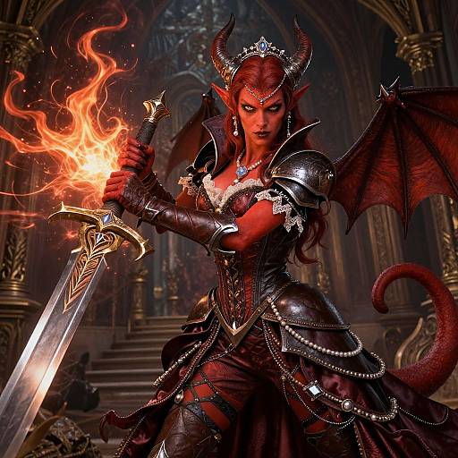 Fierce Tiefling Warlock's Elegant Ally