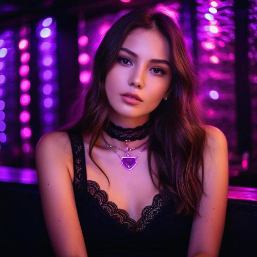 Young Woman in Neon Light