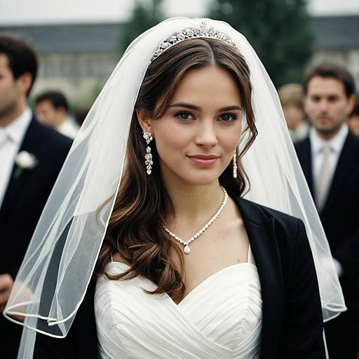 Realistic Bride in White Wedding Dress