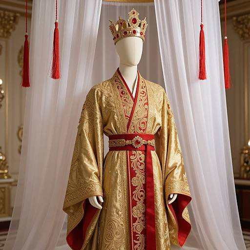 Regal Mannequin in Embroidered Robe