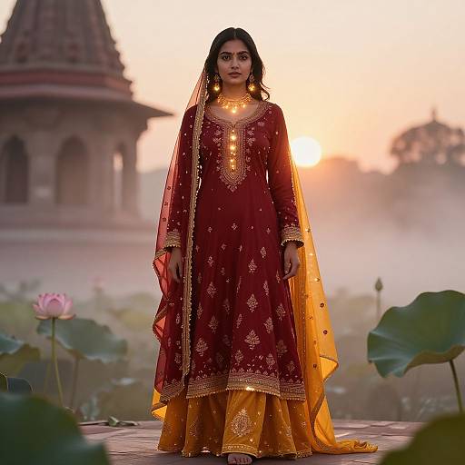 Radiant Gemini in Maroon Punjabi Suit