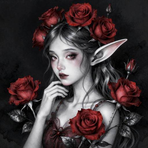 Ephemeral Elf with Delicate Roses