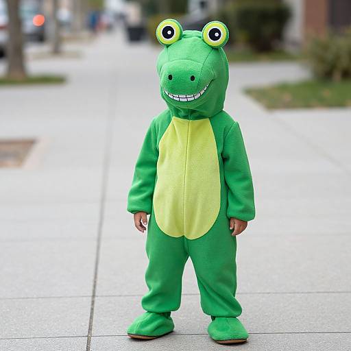 Child in Green Iguana Costume
