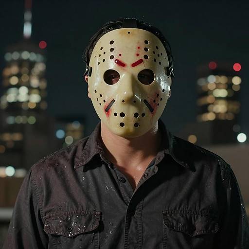 Mysterious Figure in Blood-Stained Mask