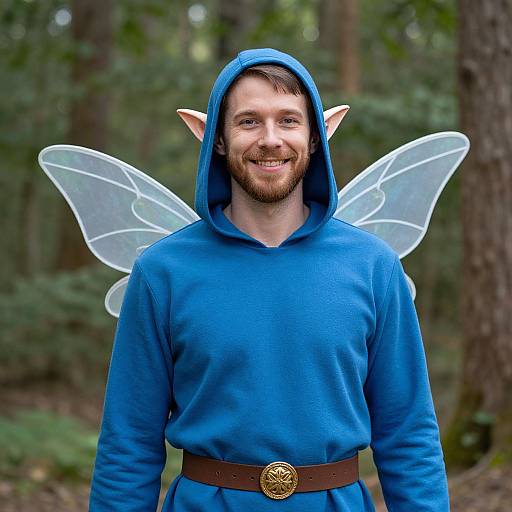 Smiling Man Dressed as Whimsical Fairy