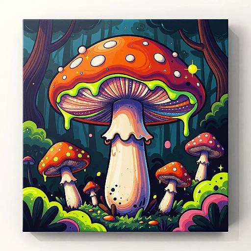 Psychedelic Dripping Mushroom Art