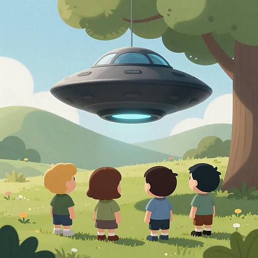 Children Find Glowing UFO Under Tree