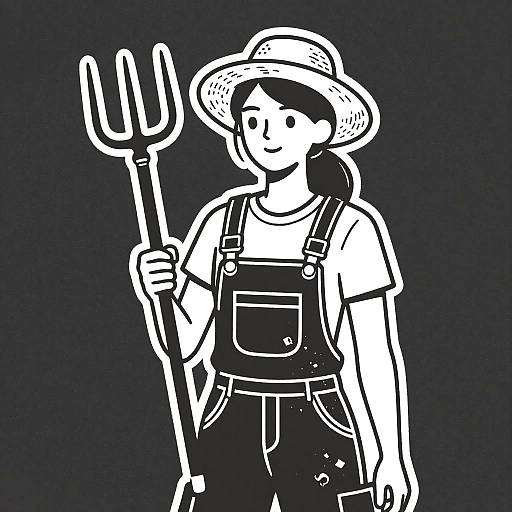 Young Carpenter Woman Line Art
