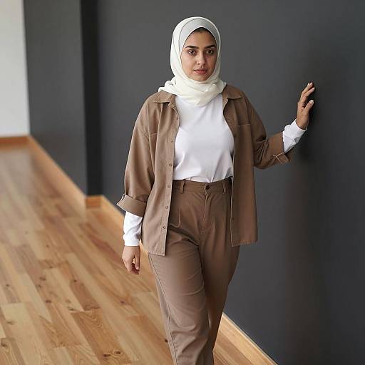 Stylish Woman Leaning Against Wall