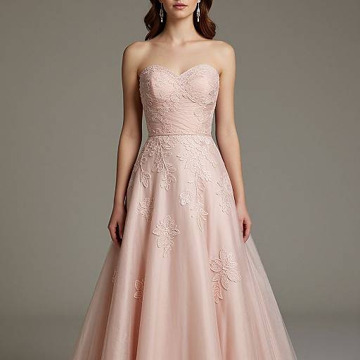 Elegant Woman in Pink Prom Dress