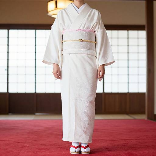 Elegant Female in White Kimono