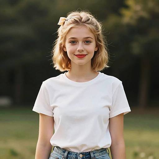 Golden-Haired 18-Year-Old Photorealistic Outdoor Portrait