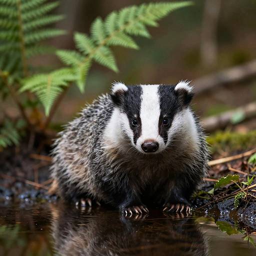 Realistic Badger in Windy Woodland