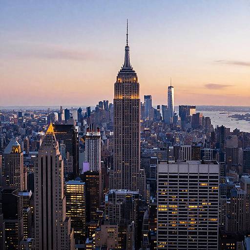 Intricate Anime New York Dawn Landscape