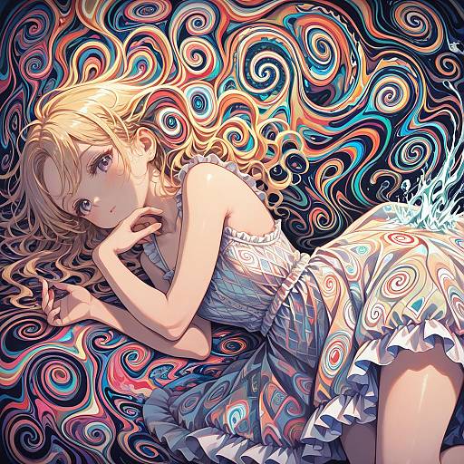 Surreal Blonde Beauty in Intricate Dress