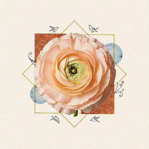 Muted Peach Ranunculus Botanical Art