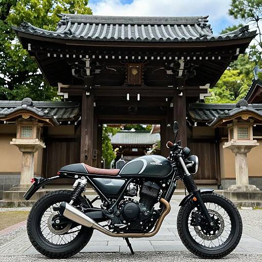 Honda CB Motorcycle by Japanese Temple