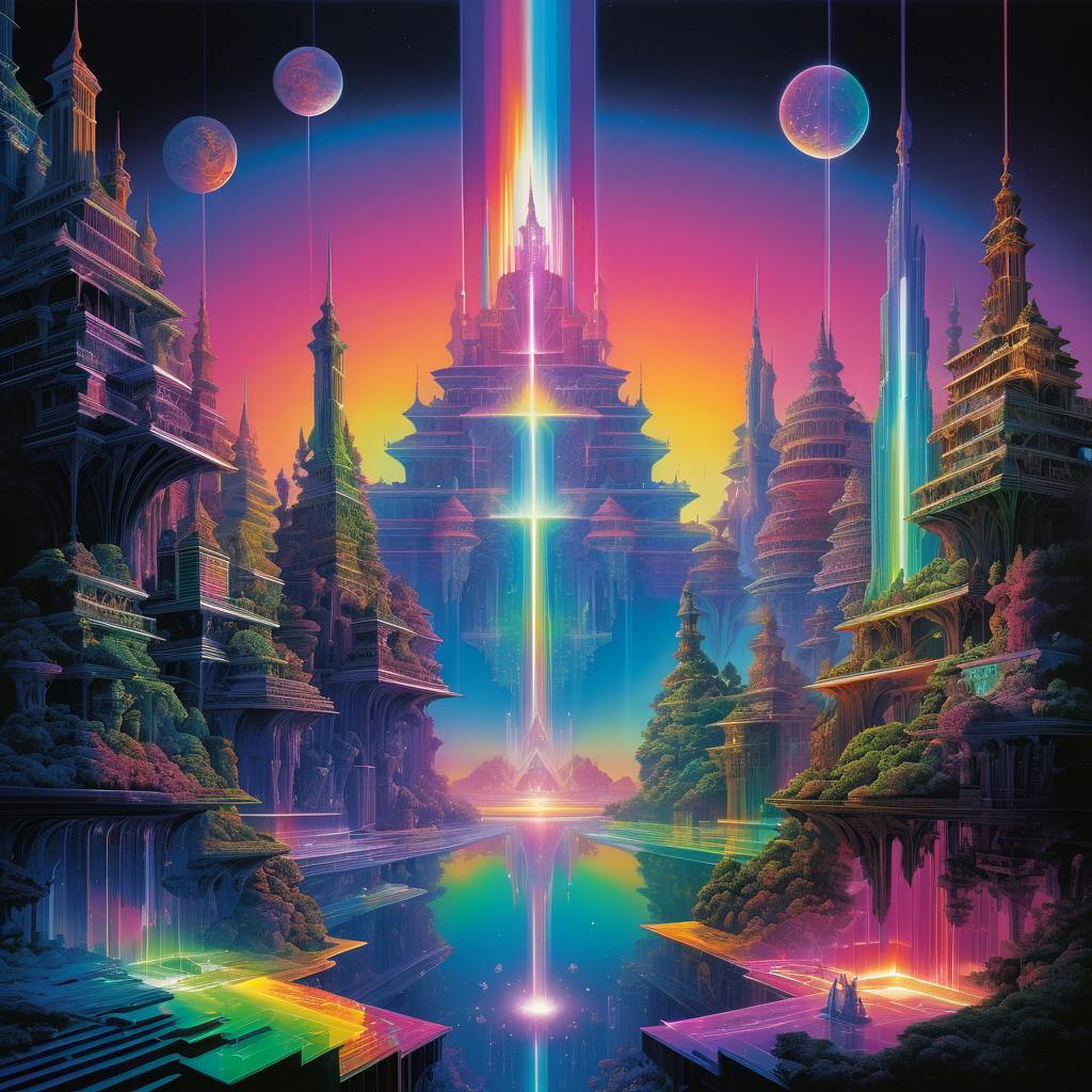 Vivid Neon Dreamscape Art Concept