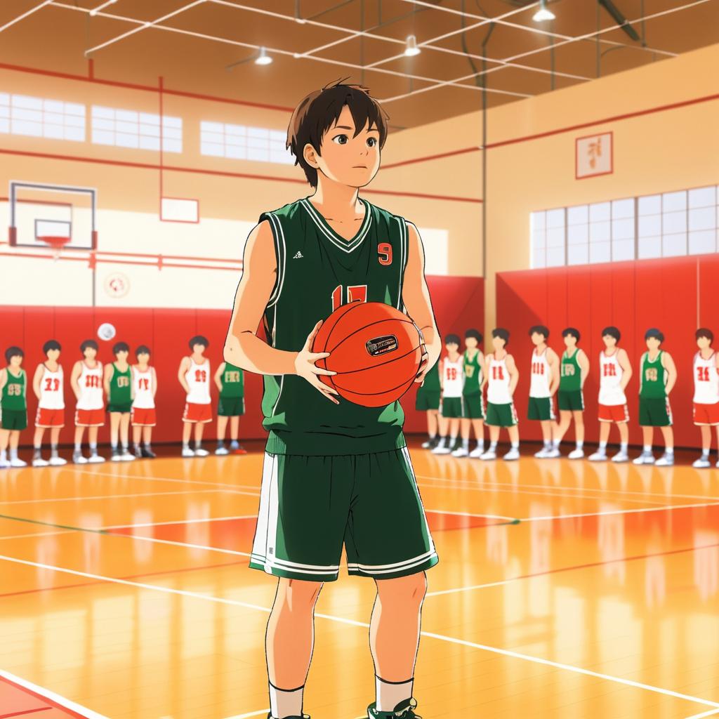 Anime Style Basketball Practice in Warm Light