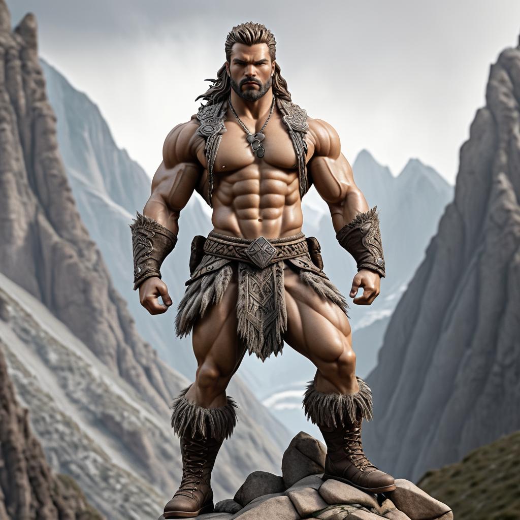 Mountain-Inspired Strong Male Figure Artwork