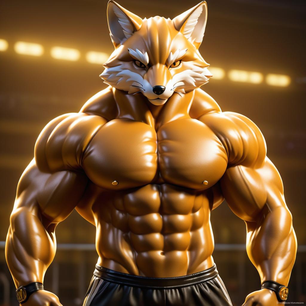 Muscular Anthropomorphic Fox in Gym Gear