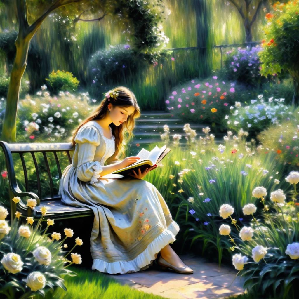 Nostalgic Garden Reading Wallpaper Art